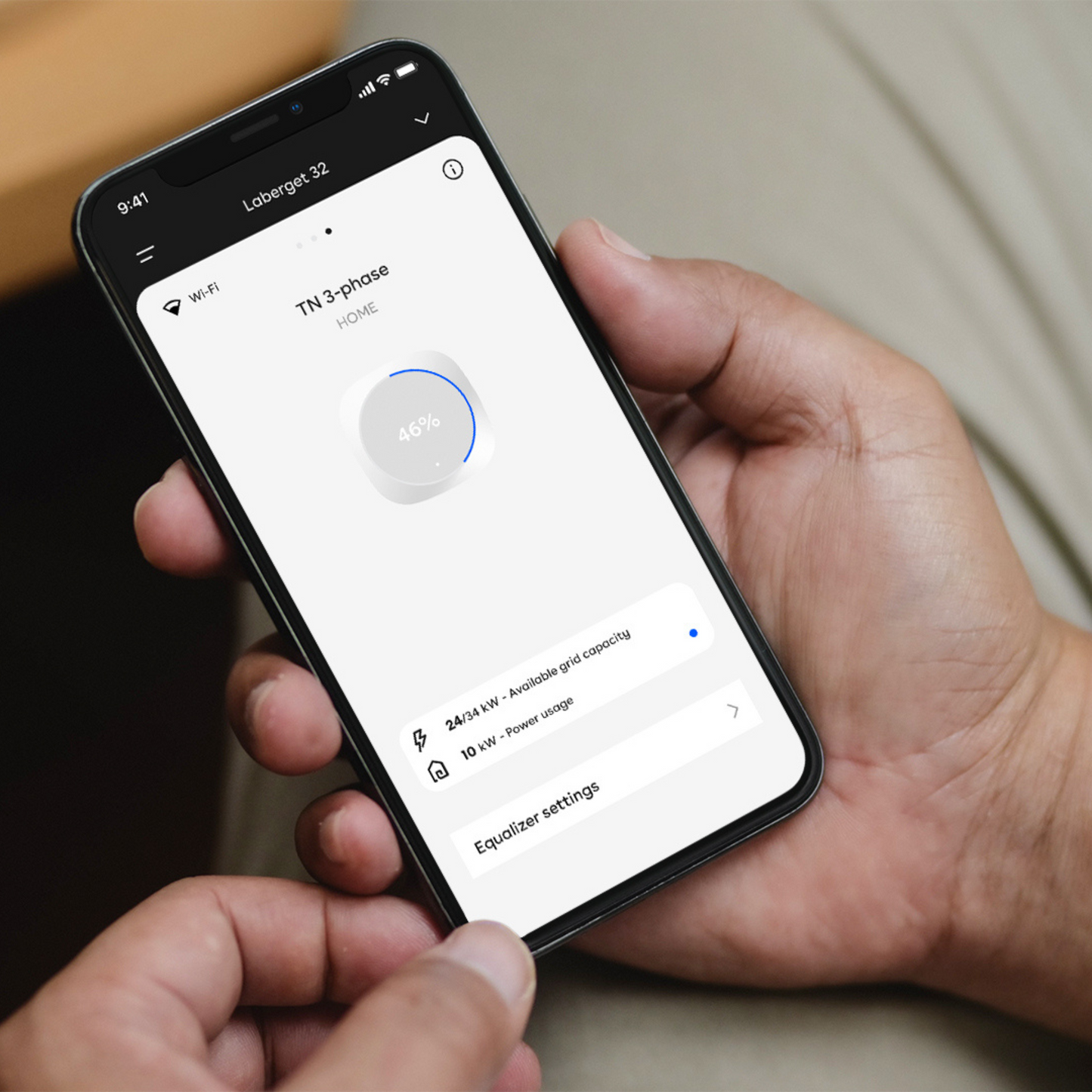 Lastbalansering för easee charge lite - laddbox mobil app